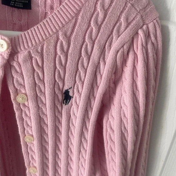 Ralph Lauren Mini-cable Cotton Cardigan in pink - size 5 - Picture 2 of 5